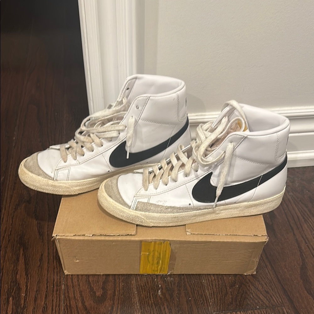 Nike Blazers White and Black High-Top Sneakers